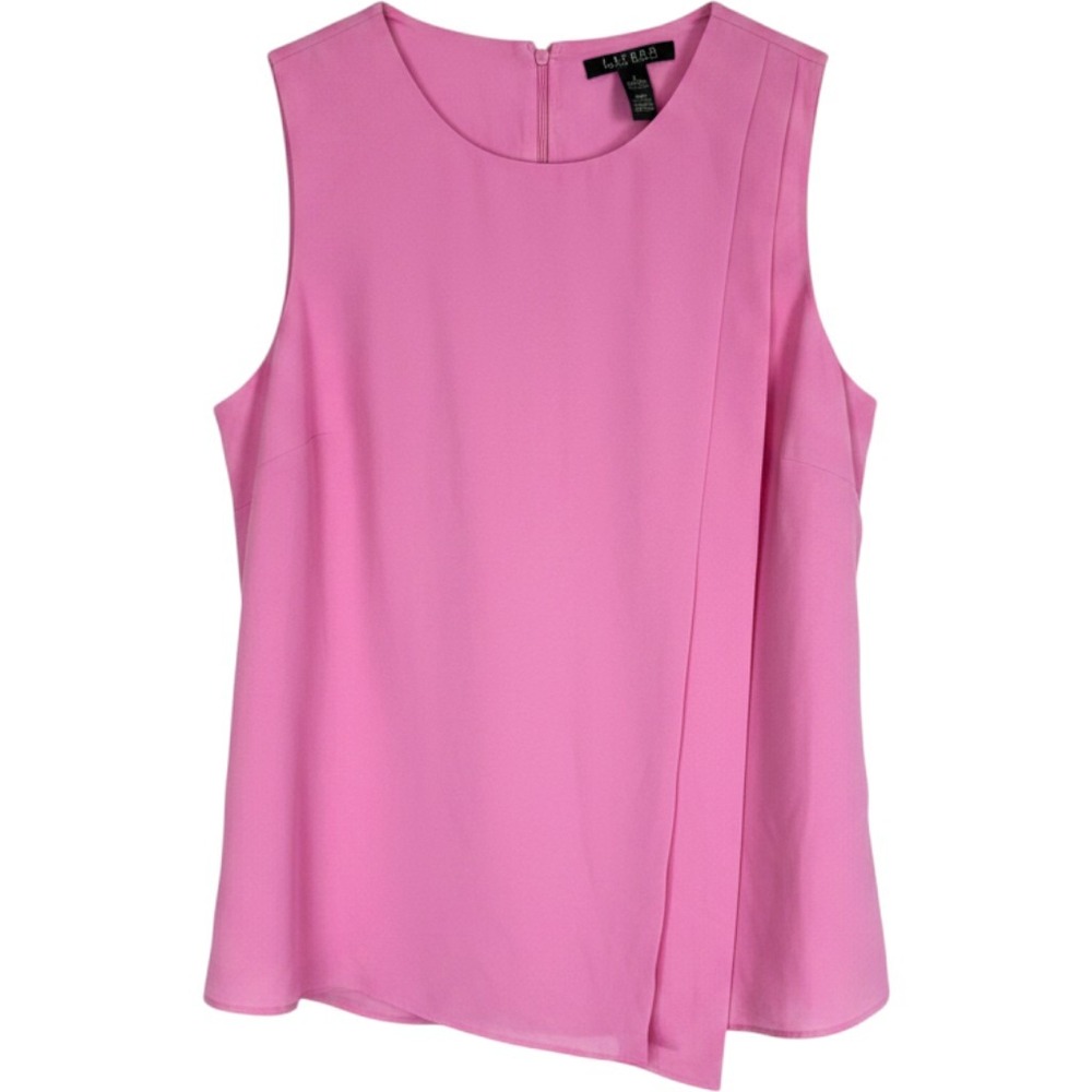 Ralph‎ Lauren Blouse NWT Women L Pink Pleated Asymmetrical Sleeveless Top